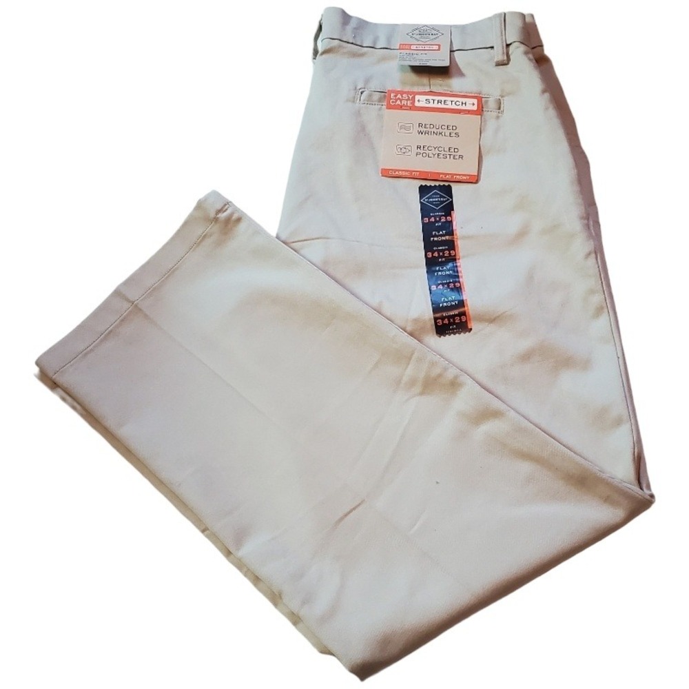 St. John's Bay Classic Fit Flat Front Easy Care‎ Stretch Pants Brown Khakis34x29